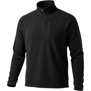 LL Bean Mens Fleece Pullover Blck Quarter Zip Jacket Large L Outdoor Cozy Warm‎